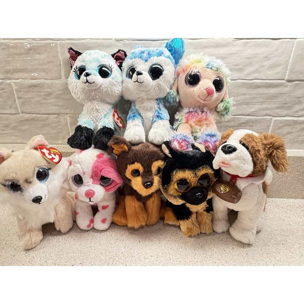 Ty Beanie Boos Balls Lot 7 Dog Puppy Plush Toys Christmas Stocking Stuffer Gift